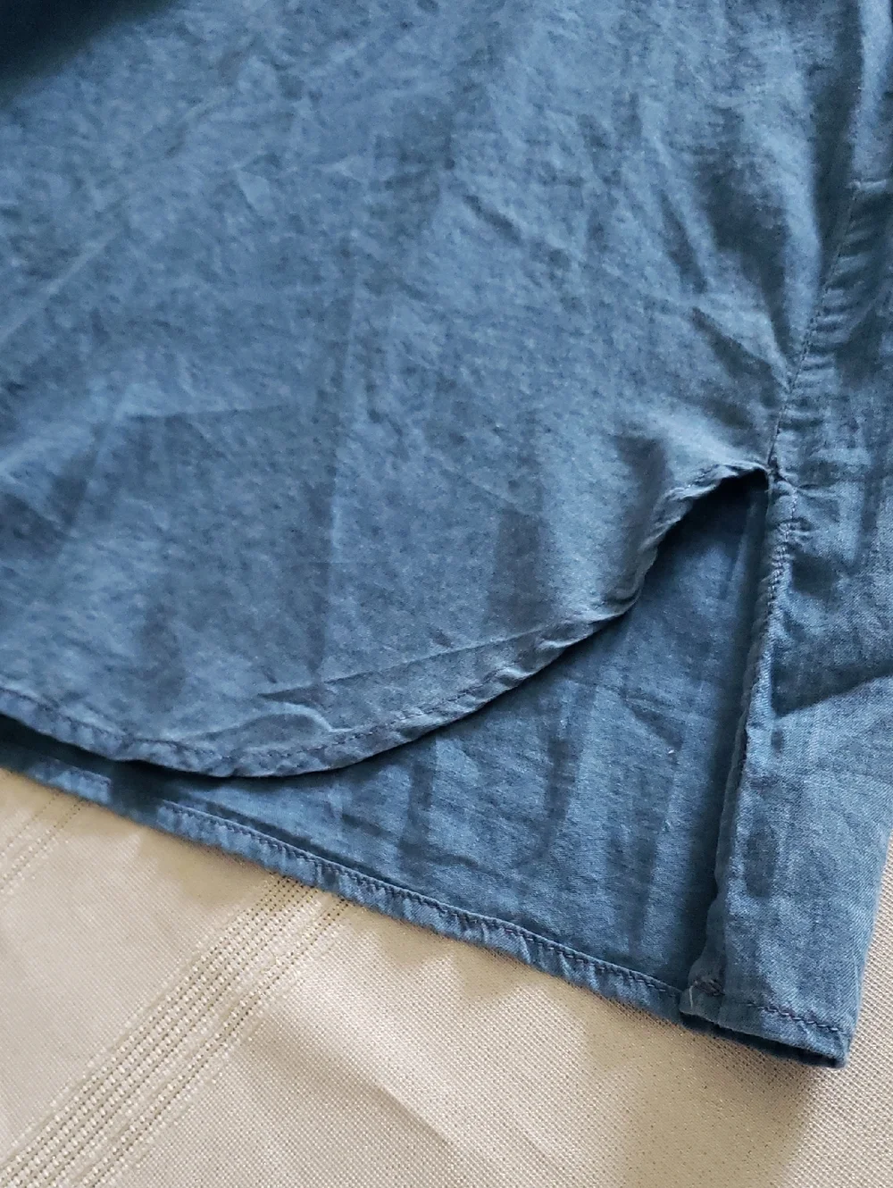 AG New DRESS Cotton Ruffled Shift Lightweight Chambray Blue DIXIE Women's M